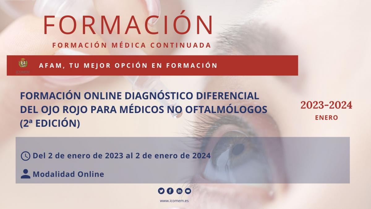 imagen Formación Online Diagnóstico Diferencial del Ojo Rojo para Médicos no Oftalmólogos (2ª edición)
