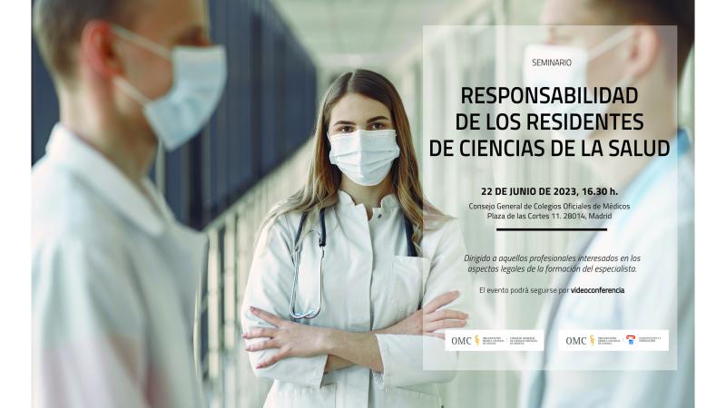 Cartel Responsabilidad de los residentes de ciencias de la salud. 22 de junio 2023 a las 16.30 horas.  