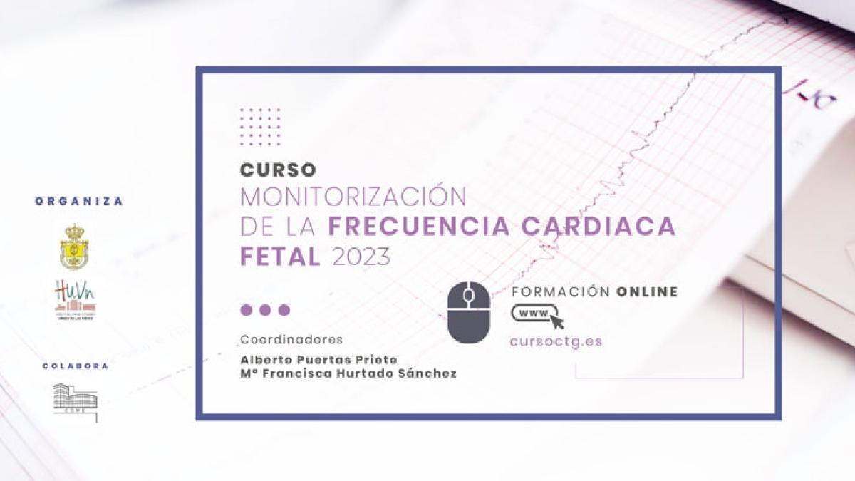 Cartel del curso Monitorización de la Frecuencia Cardíaca Fetal 2023