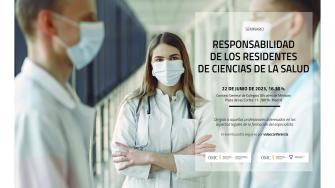 Cartel Responsabilidad de los residentes de ciencias de la salud. 22 de junio 2023 a las 16.30 horas.  